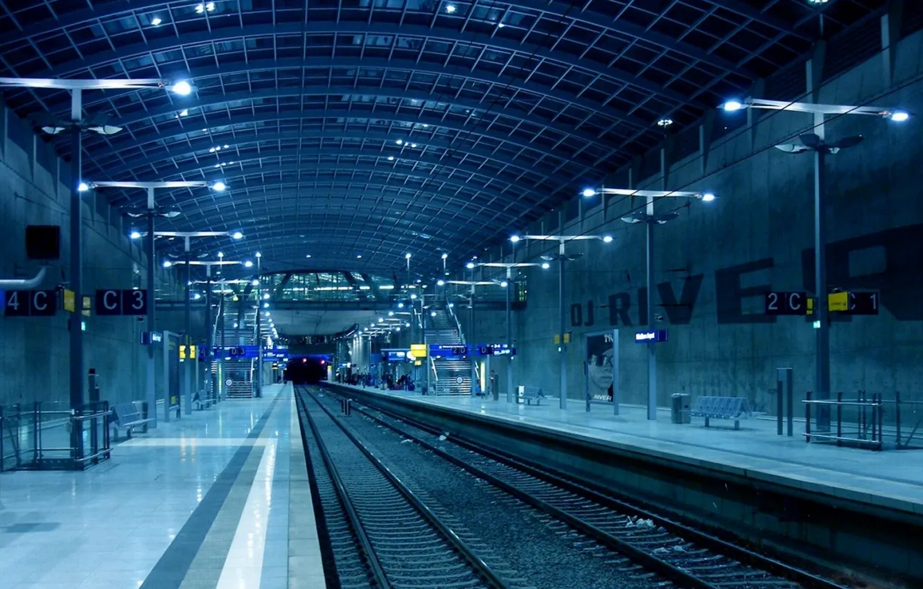 Photo wallpaper light, metro, interior, ladder, railroad, the lobby