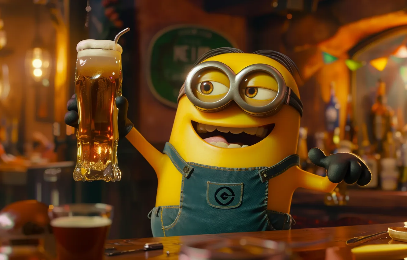 Photo wallpaper beer, Minions, AI Art