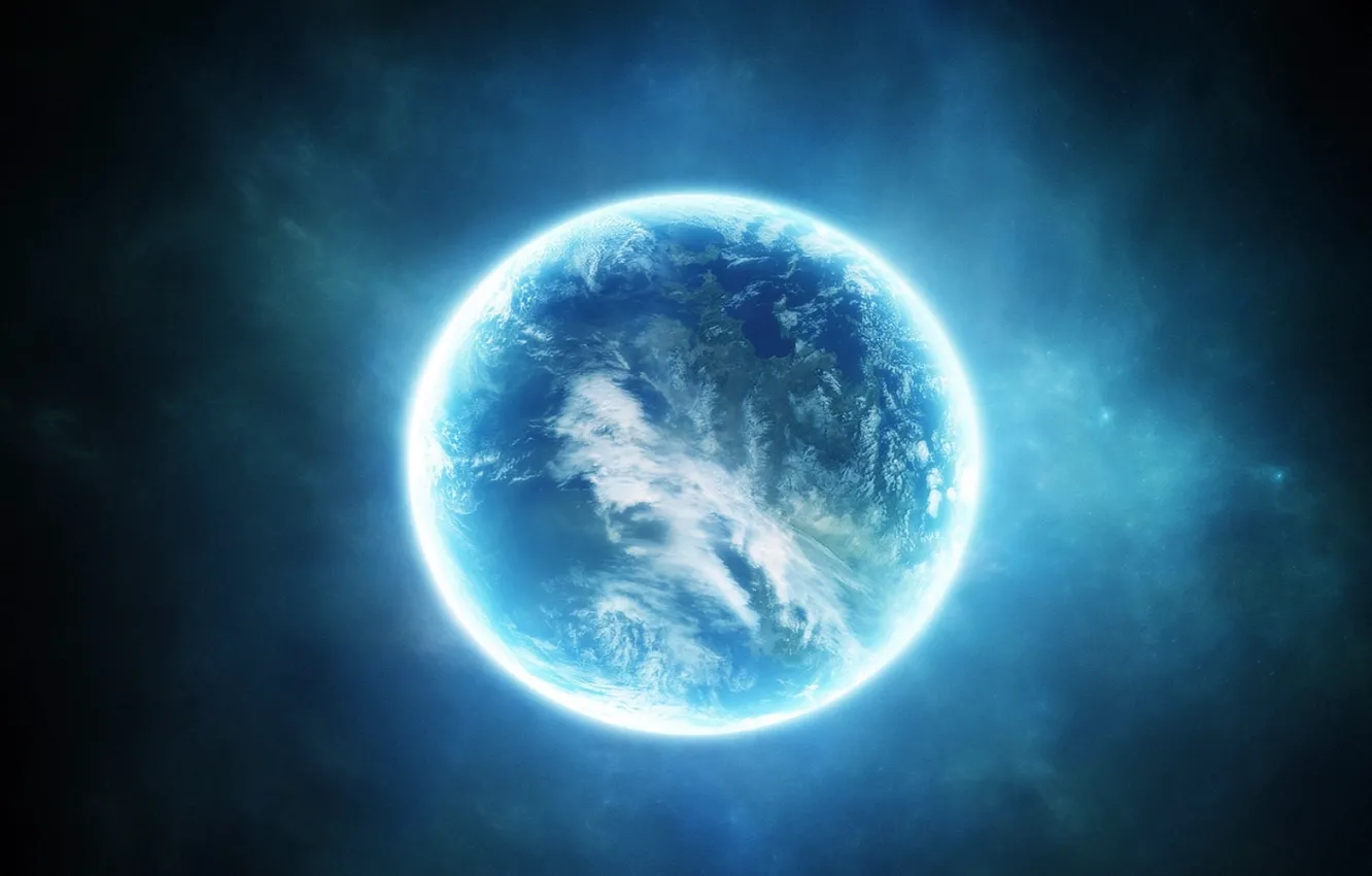 Photo wallpaper light, blue, science fiction, planet