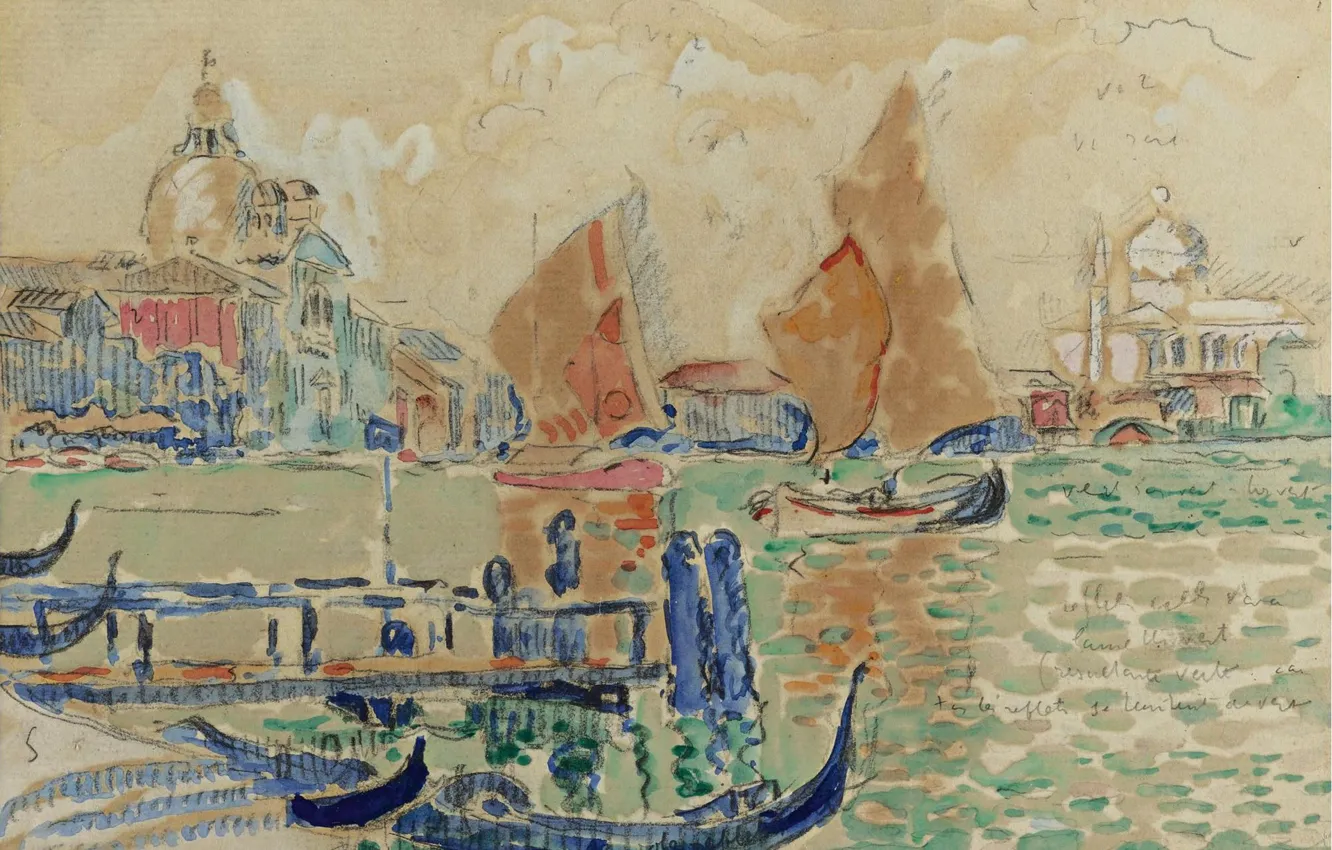 Photo wallpaper figure, watercolor, 1904, View Of Venice, Paul Signac, Paul Signac