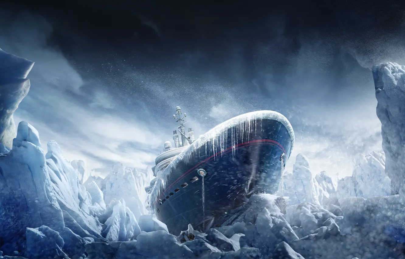 Photo wallpaper snow, ship, icicles, ice, Blizzard, Tom Clancys, Operation Black Ice, Rainbow Six Siege