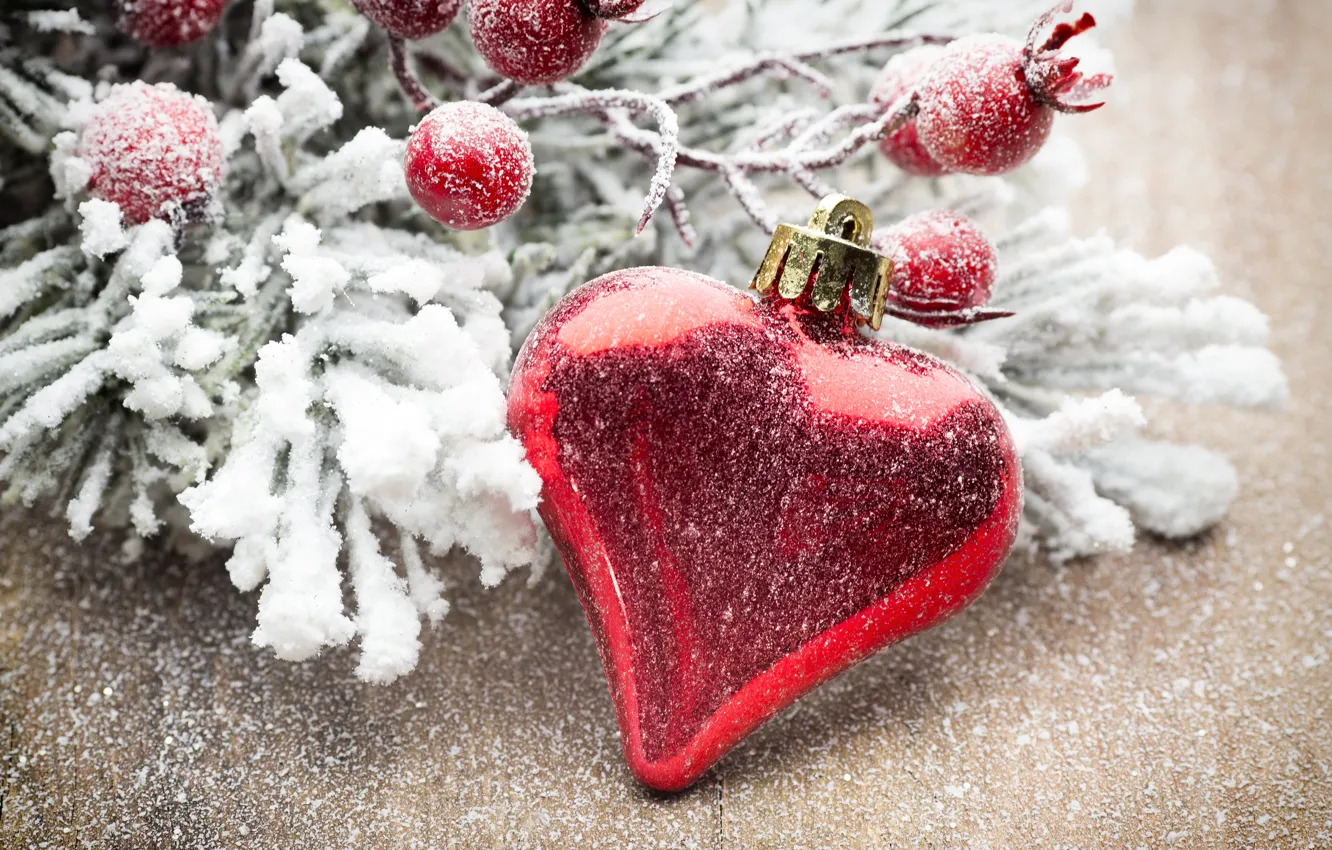 Photo wallpaper winter, snow, decoration, heart, new year, Christmas, Christmas, heart