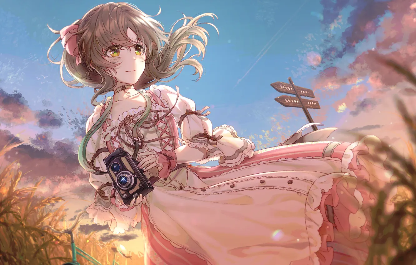 Photo wallpaper girl, the wind, morning, the camera, IdolM@ster, The Idolm @ Ster: Girls-Cinderella, Aiko Takamori