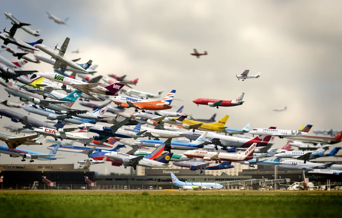 Photo wallpaper the sky, aviation, the airfield, sky, aircraft, airport, airplanes, all