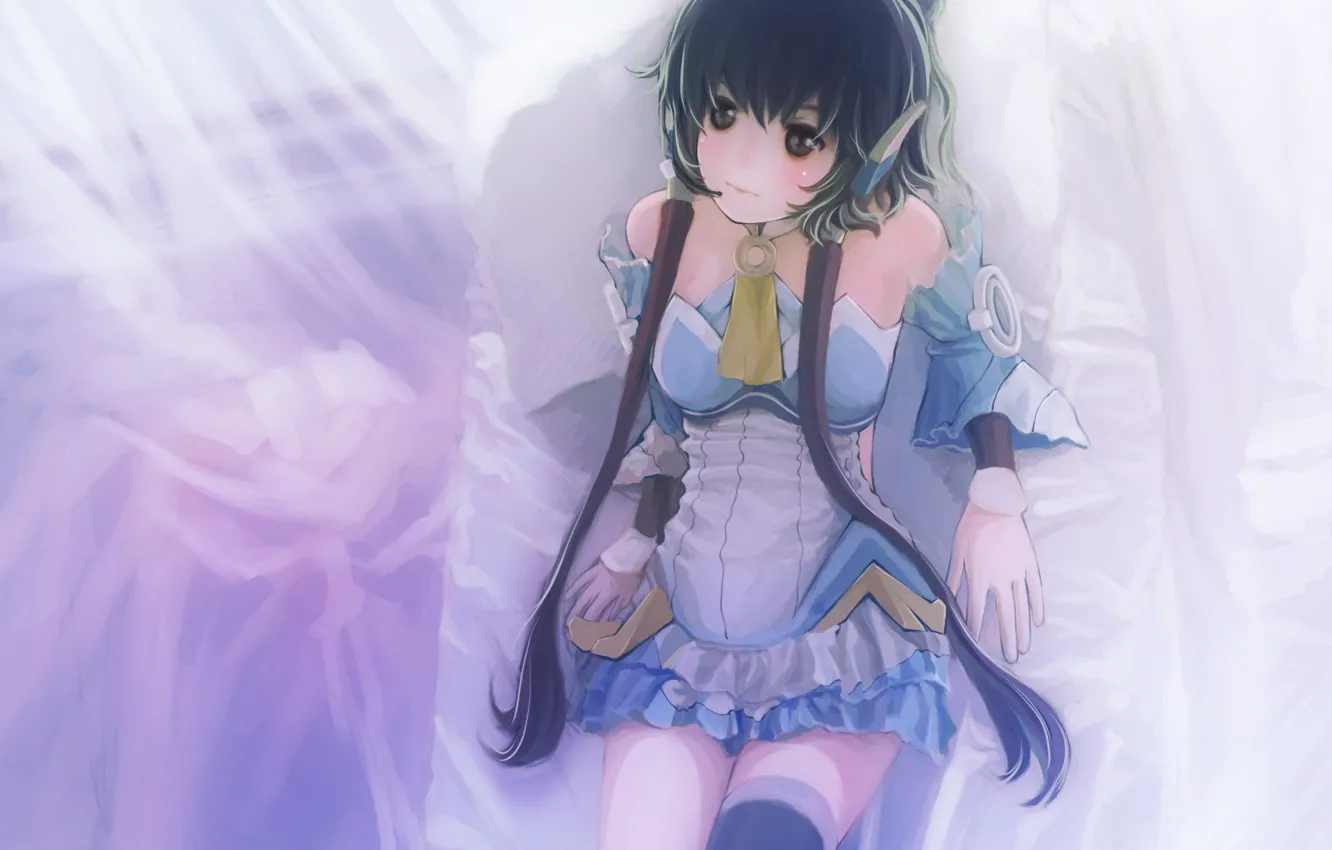 Photo wallpaper girl, anime, art, pillow, microphone, vocaloid, Vocaloid, Luo Tianyi