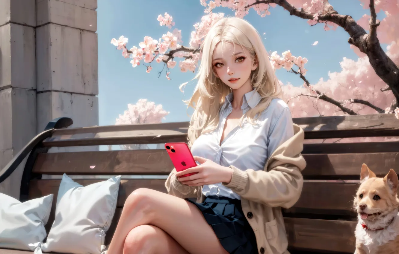 Photo wallpaper anime, beautiful, blonde, anime girl, AI Generated