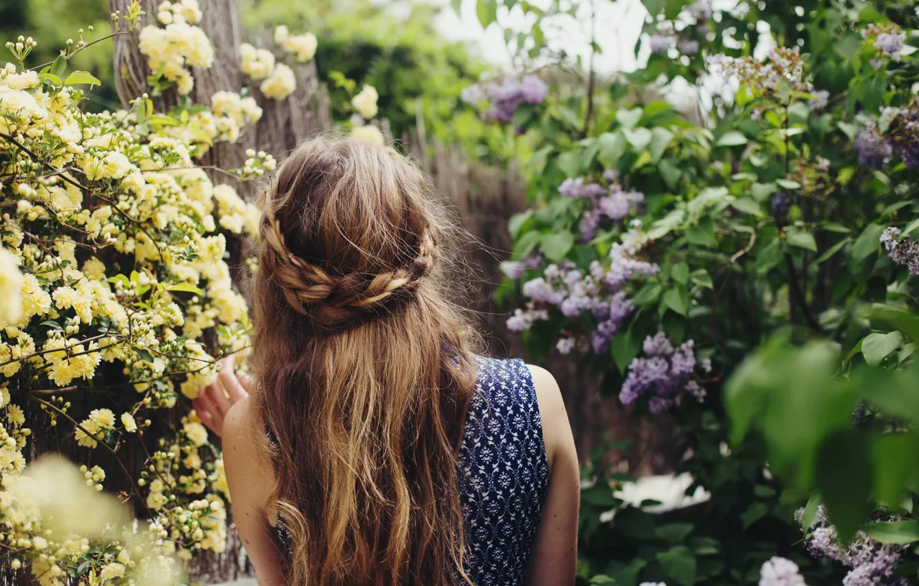 Photo wallpaper girl, hair, lilac