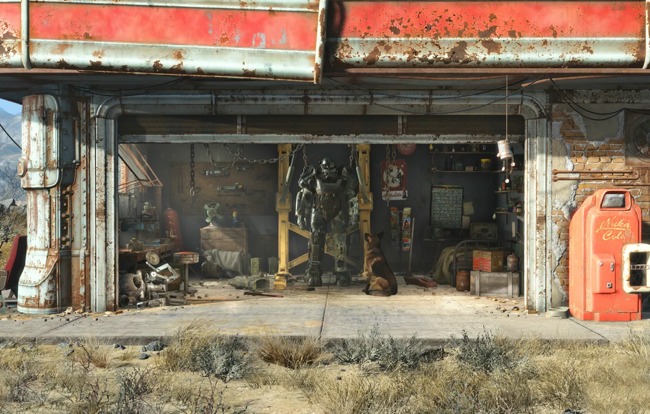 Photo wallpaper Bethesda, Fallout 4, Power armor, Home screen