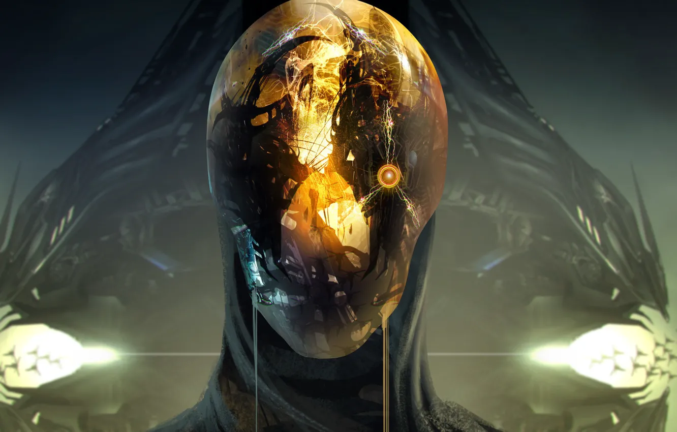 Photo wallpaper fiction, art, sci-fi, helmet. reflection