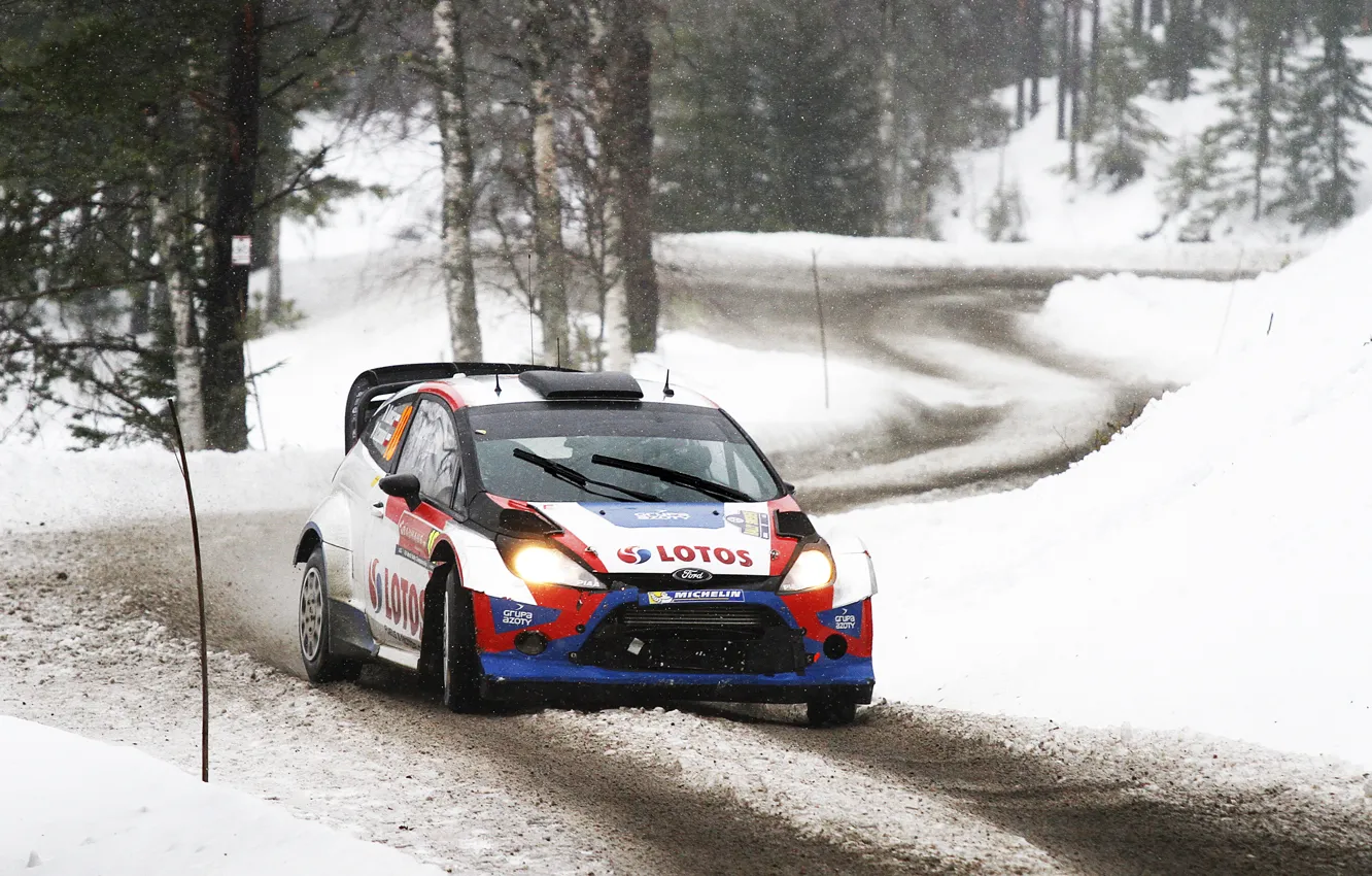 Photo wallpaper Ford, Winter, Auto, Snow, Forest, Sport, Ford, Race