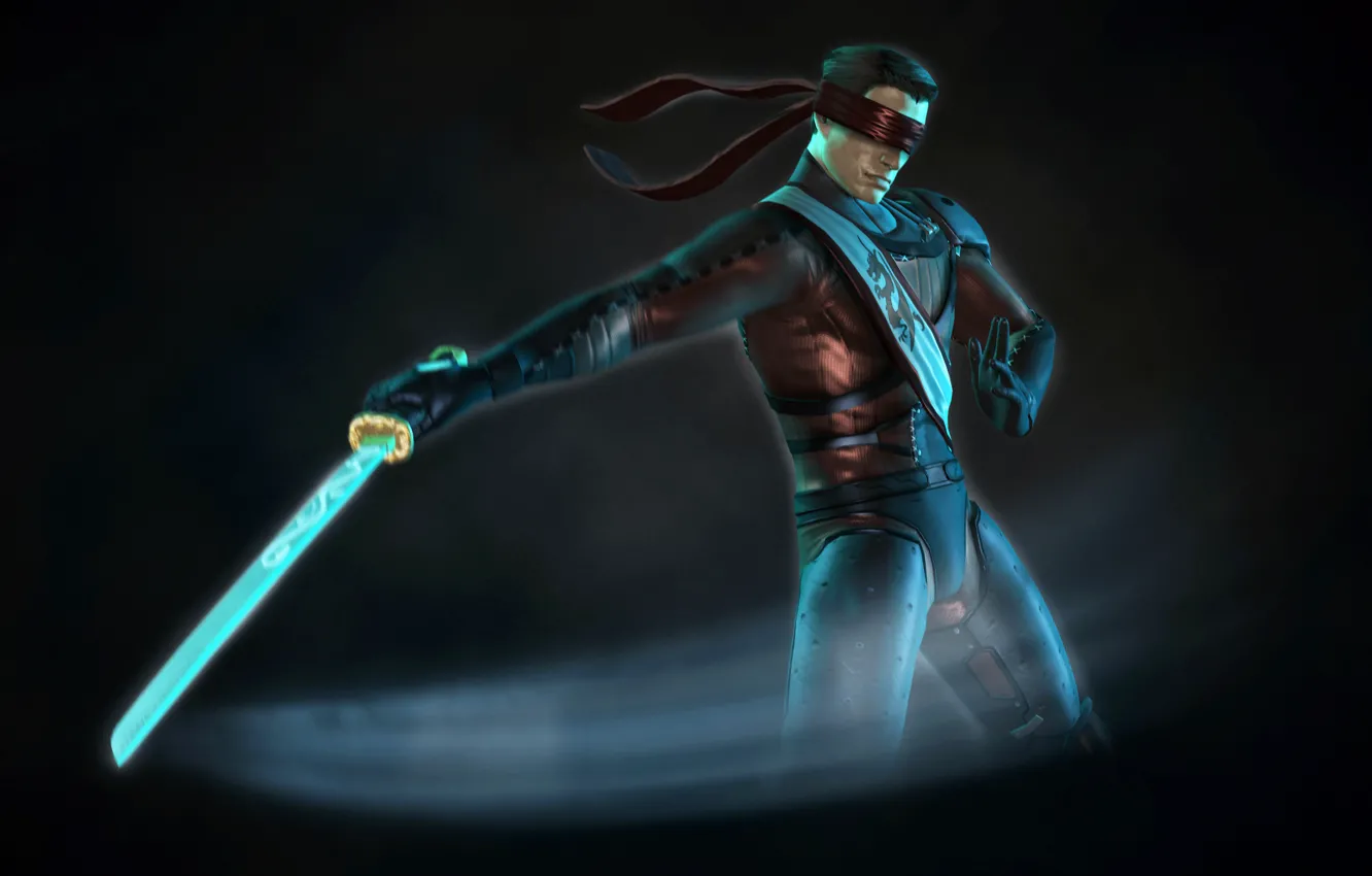Photo wallpaper sword, Mortal Kombat, Mortal Kombat, katana, Kenshi, blind, Sento, swordsman