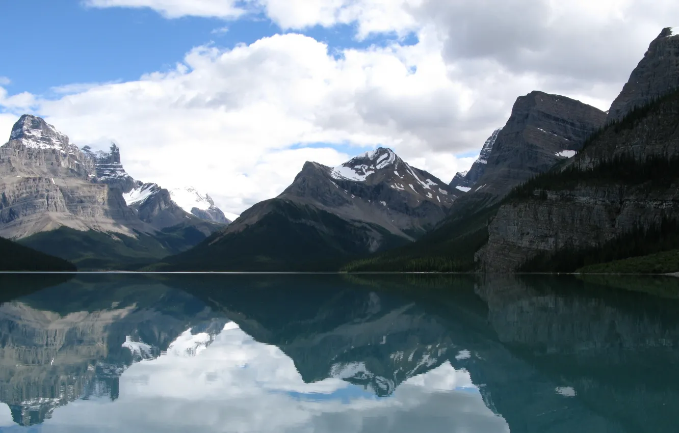 Photo wallpaper water, mountains, lake, surface, river, silence, North, river
