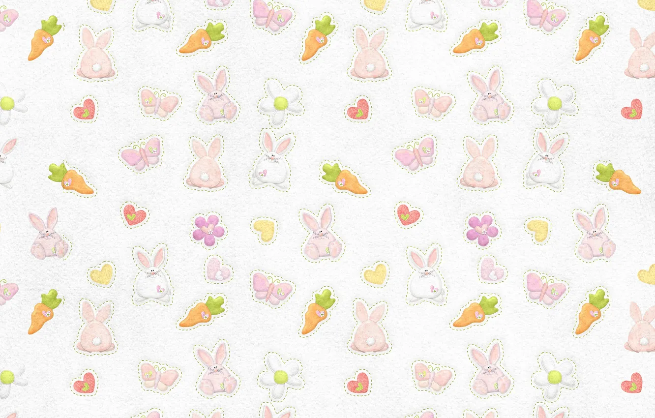 Photo wallpaper butterfly, background, Wallpaper, texture, carrot, rabbit, rabbits, children's