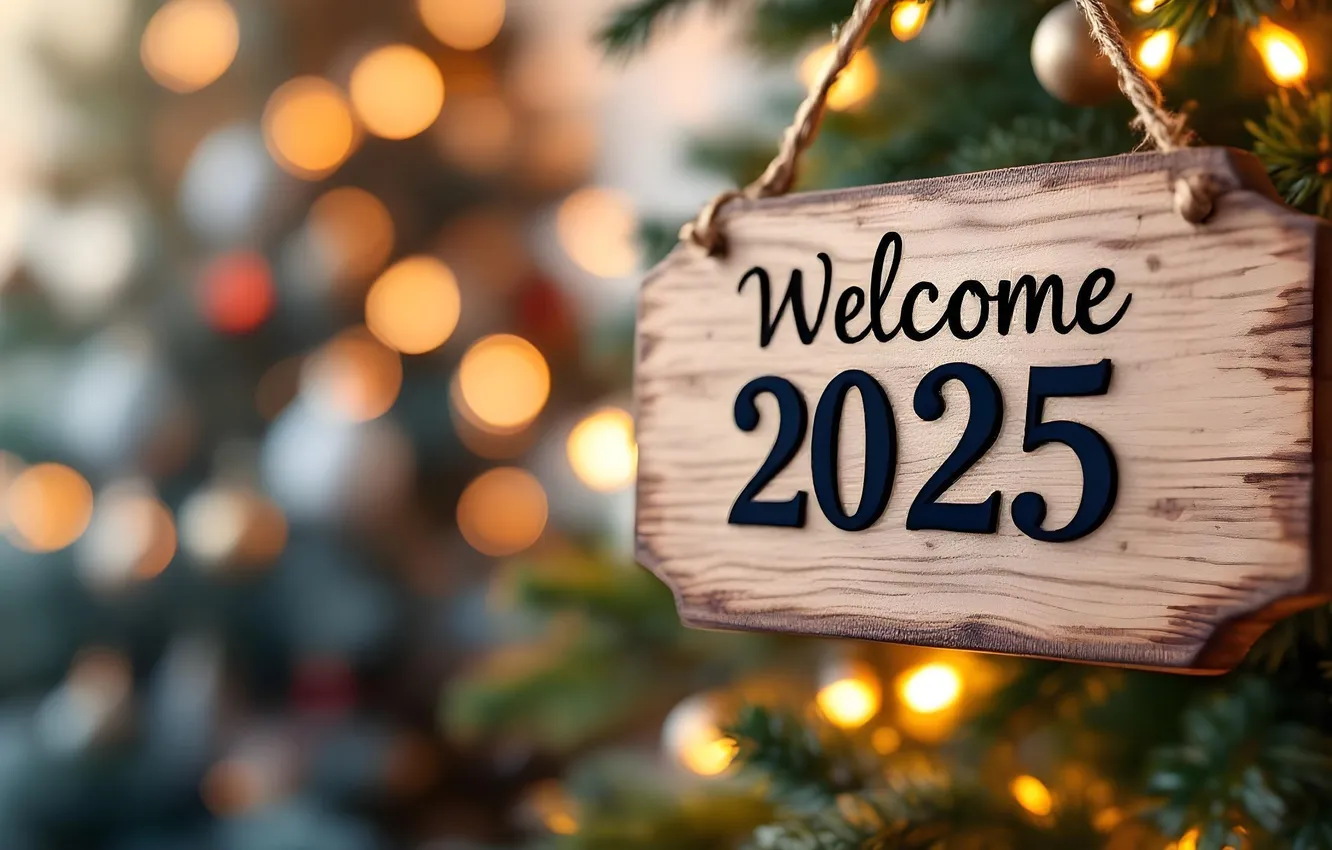 Photo wallpaper figures, New year, new year, happy, welcome, bokeh, numbers, 2025
