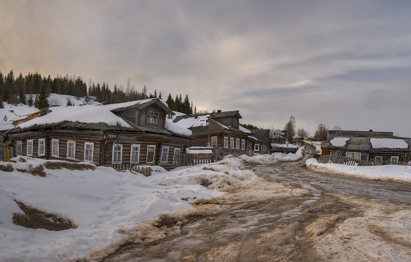 Photo wallpaper village, Murmansk oblast, Umba