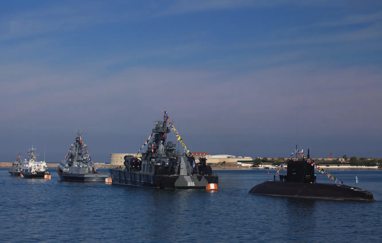 Photo wallpaper boat, ships, parade, Navy, military, underwater, Sevastopol