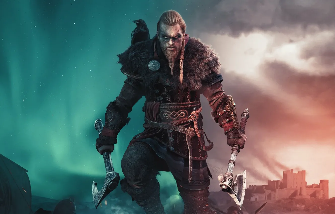Photo wallpaper look, background, Warrior, Viking, Assassin's Creed Valhalla