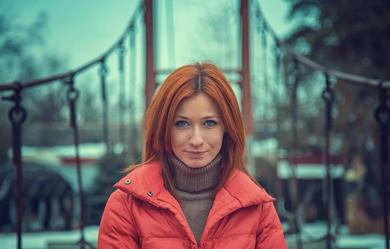 Photo wallpaper blur, jacket, redhead, sweater