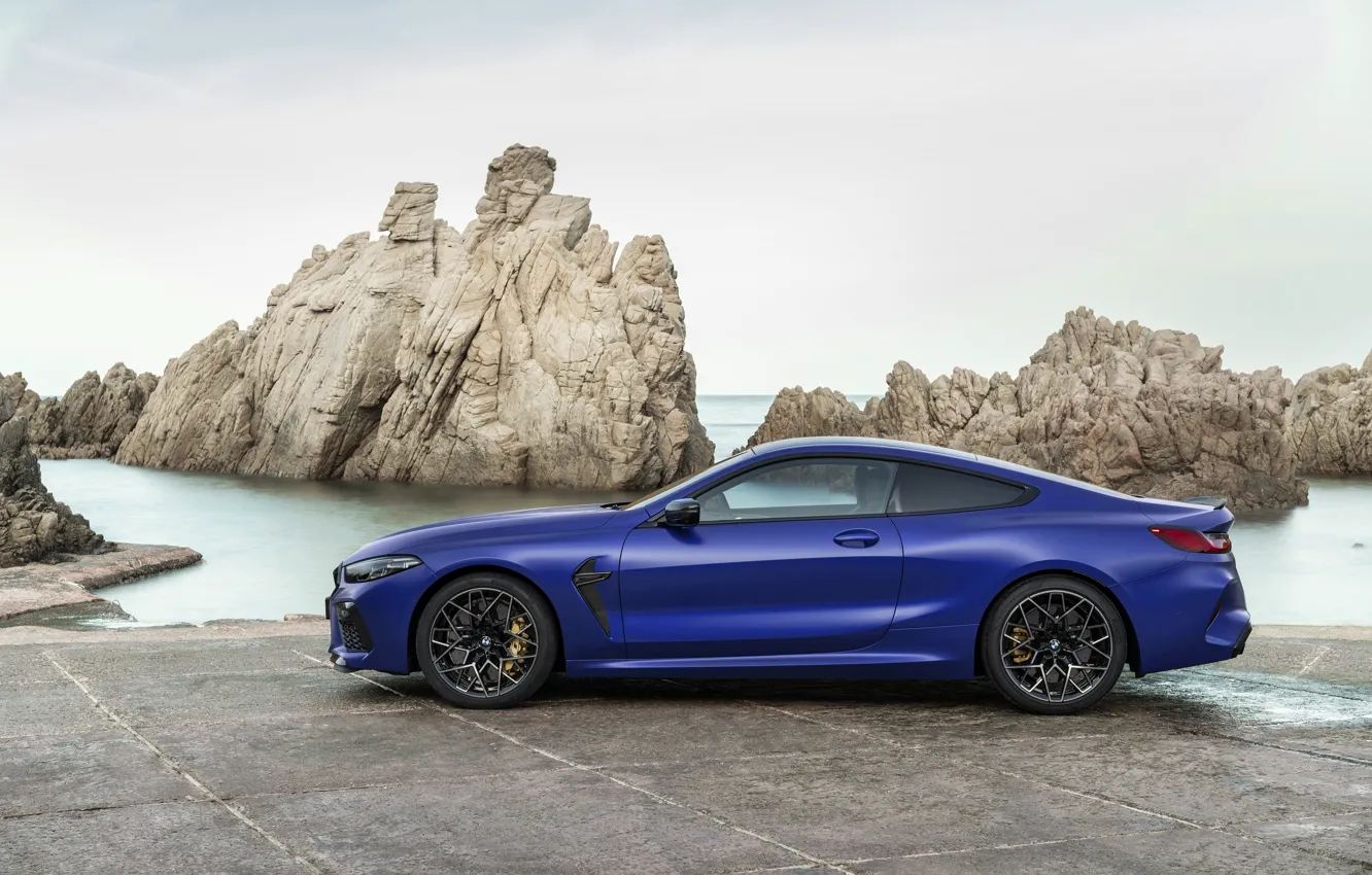 Photo wallpaper shore, coupe, BMW, profile, 2019, BMW M8, M8, M8 Competition Coupe