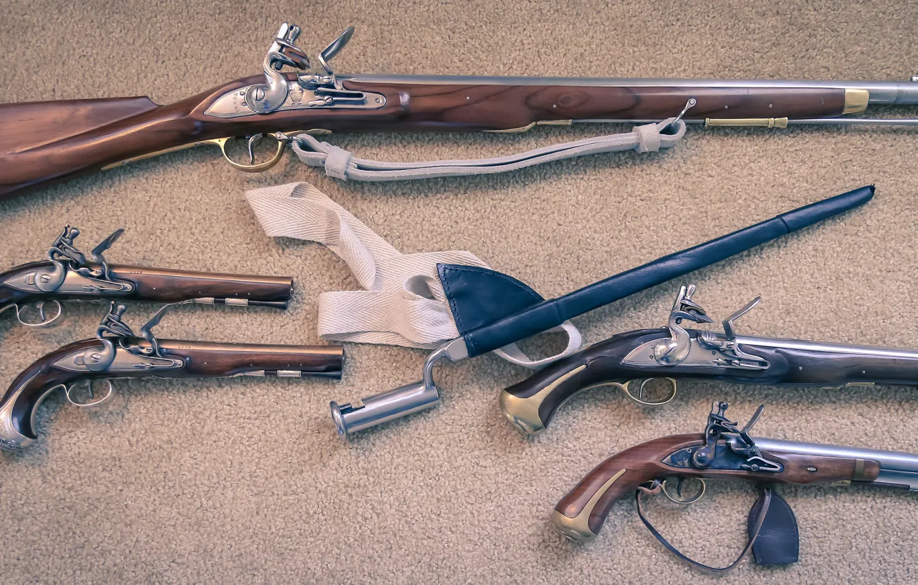 Photo wallpaper gun, weapons, vintage, bayonet