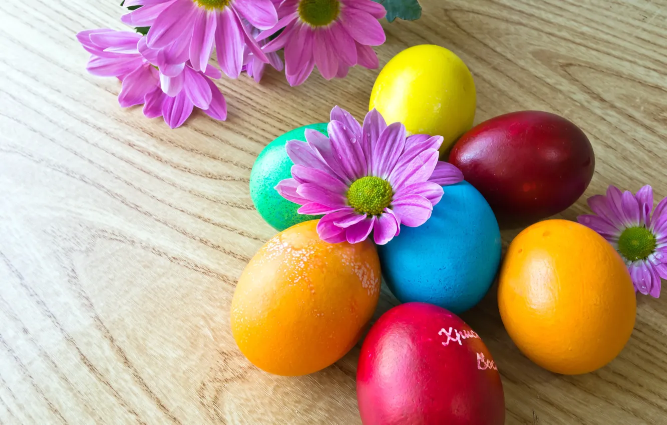 Photo wallpaper flowers, holiday, eggs, Easter, Easter, eggs