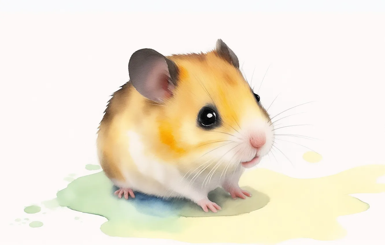 Photo wallpaper animal, sweetheart, figure, hamster, fluffy, watercolor, animal, Hamster