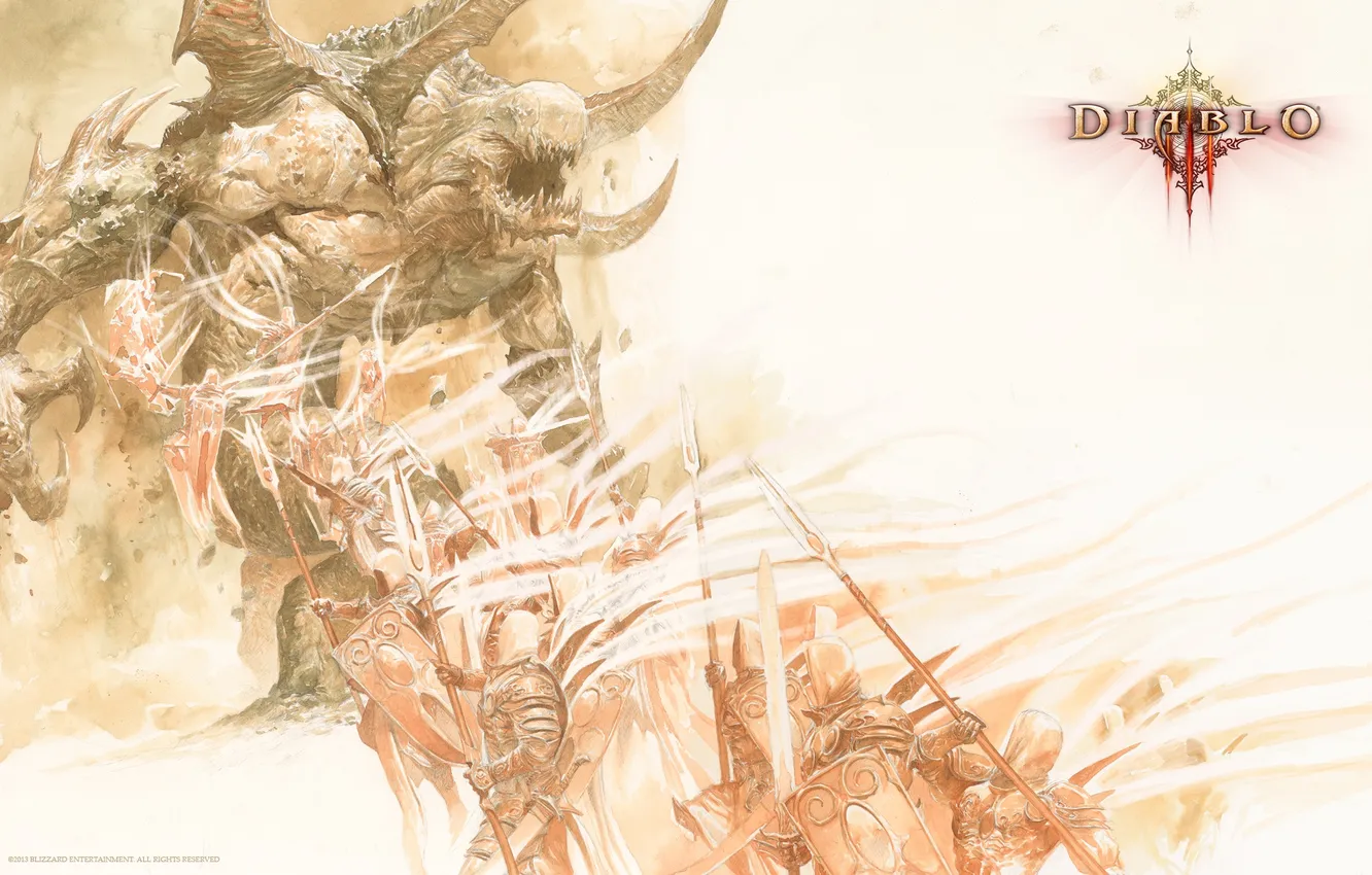 Photo wallpaper light, darkness, the demon, warrior, the battle, Diablo III, Blizzard Entertainment, weapons.