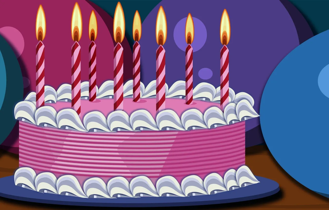Photo wallpaper pink, birthday, food, candles, cake, cake, dessert, sweet