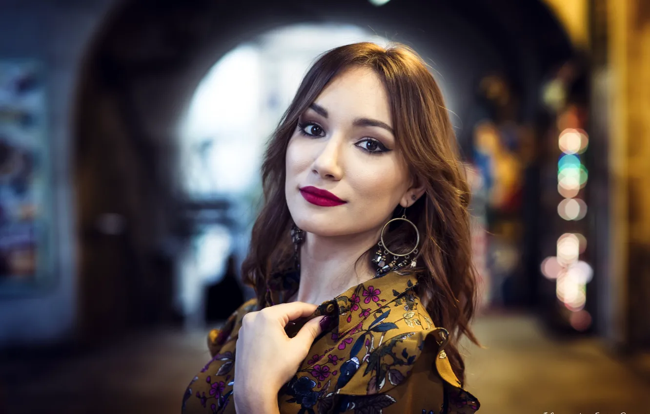 Photo wallpaper model, portrait, makeup, dress, hairstyle, brown hair, beauty, bokeh