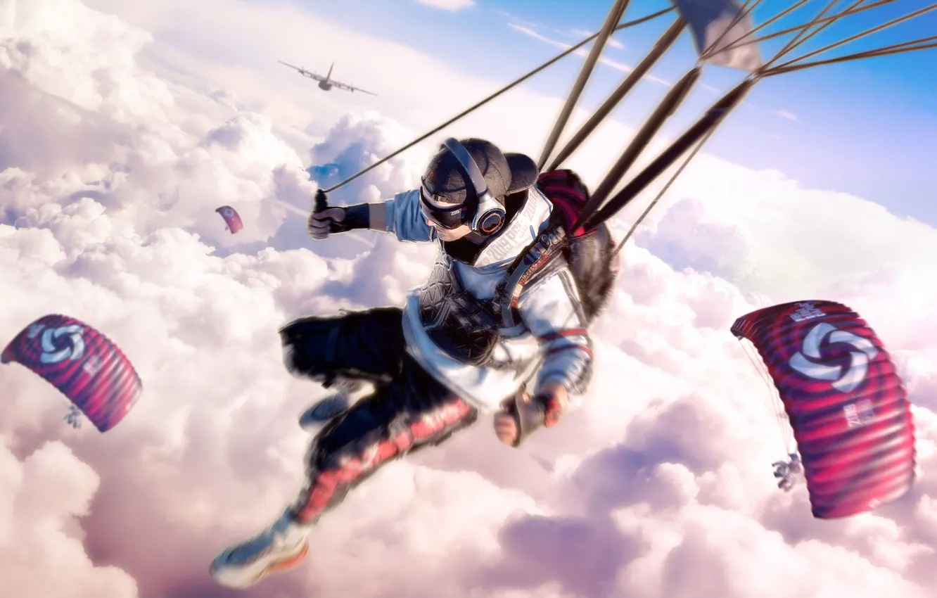 Photo wallpaper the game, parachute, game, championship, Championship, skin, parachute, skin