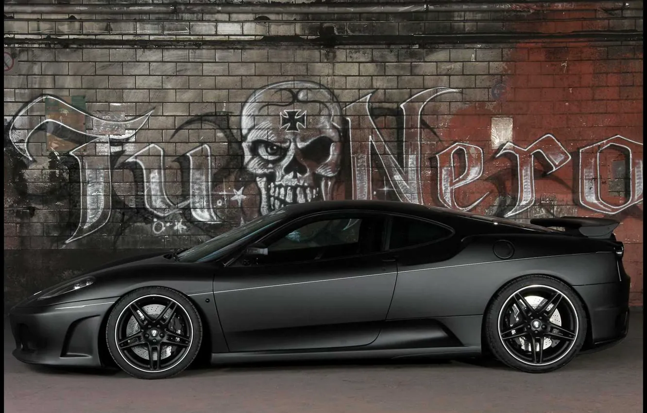 Photo wallpaper machine, grey, Graffiti, TuNero, F430, Ferrari