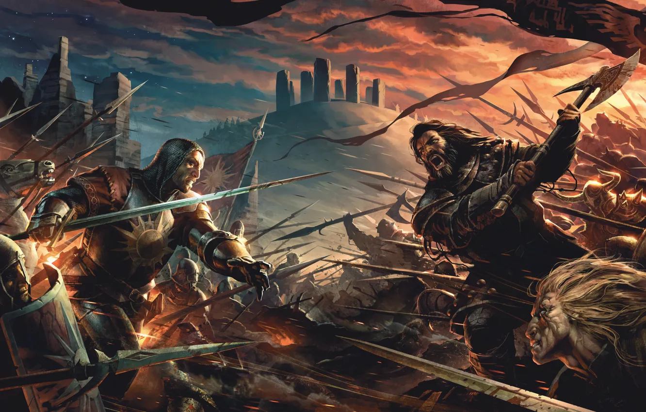 Photo wallpaper sword, blood, Heroes, weapon, war, dead, blade, horse