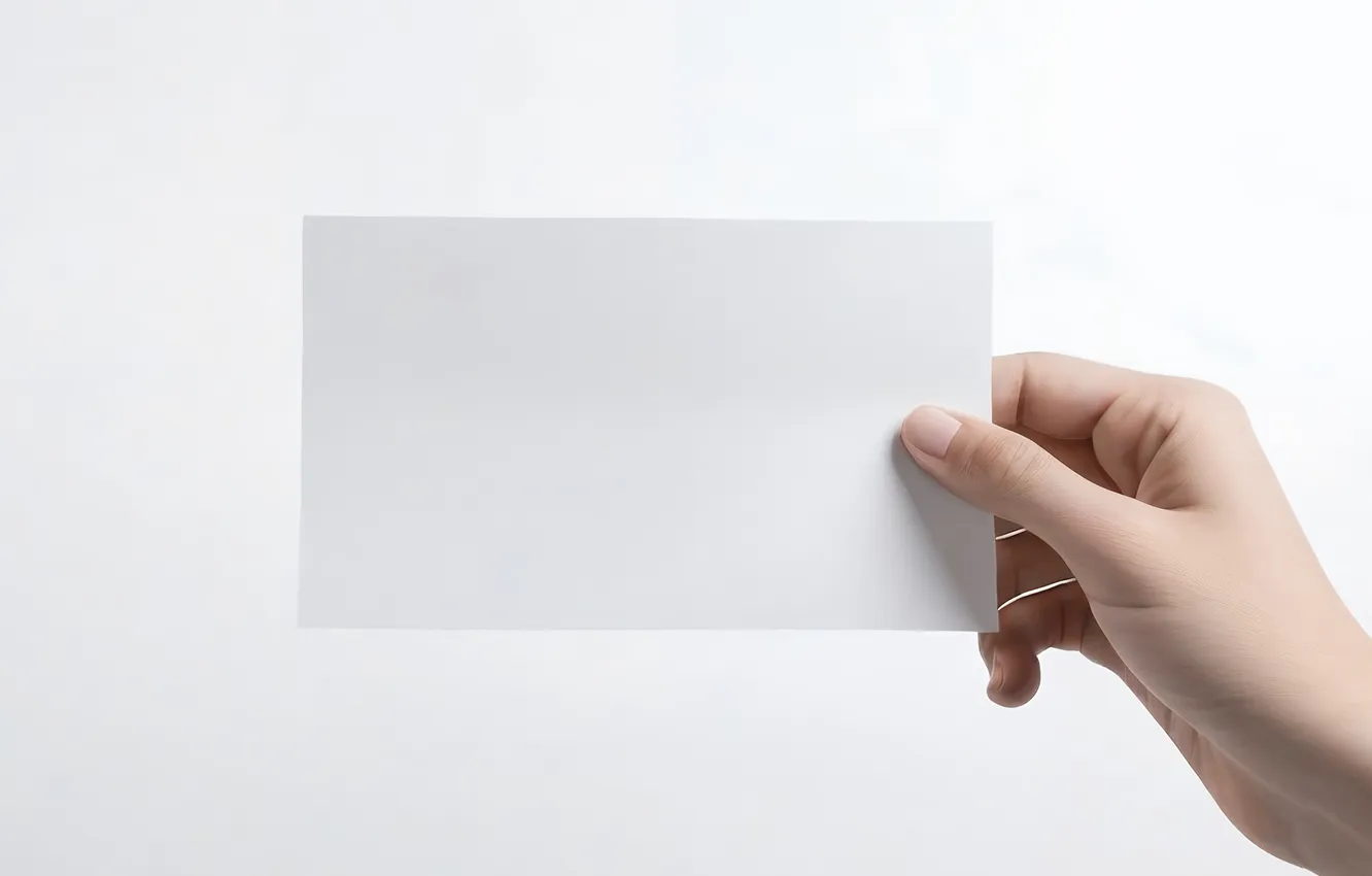 Photo wallpaper paper, leaf, minimalism, hands, white background, note, fingers, cardboard