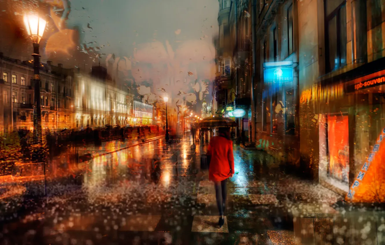 Photo wallpaper autumn, rain, Saint Petersburg, November, The Canal