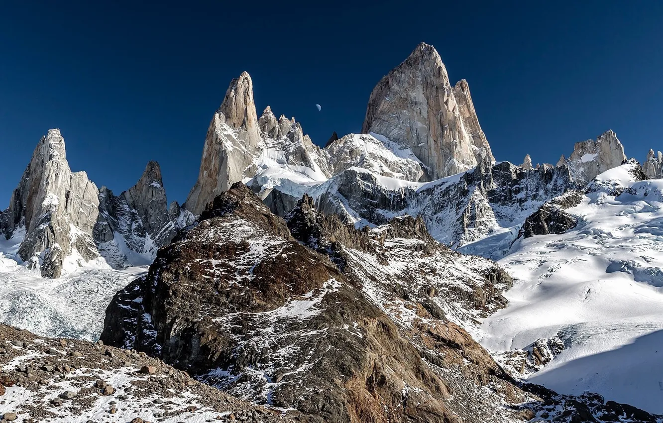 Photo wallpaper snow, mountains, Mountain peaks