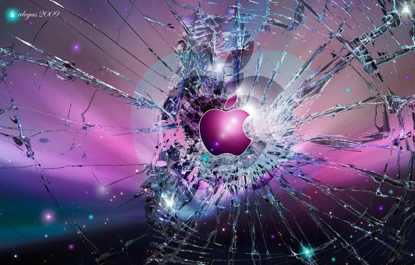 Photo wallpaper glass, fragments, color, apple