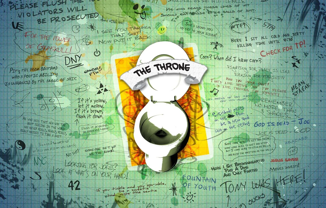 Photo wallpaper the throne, the toilet, text