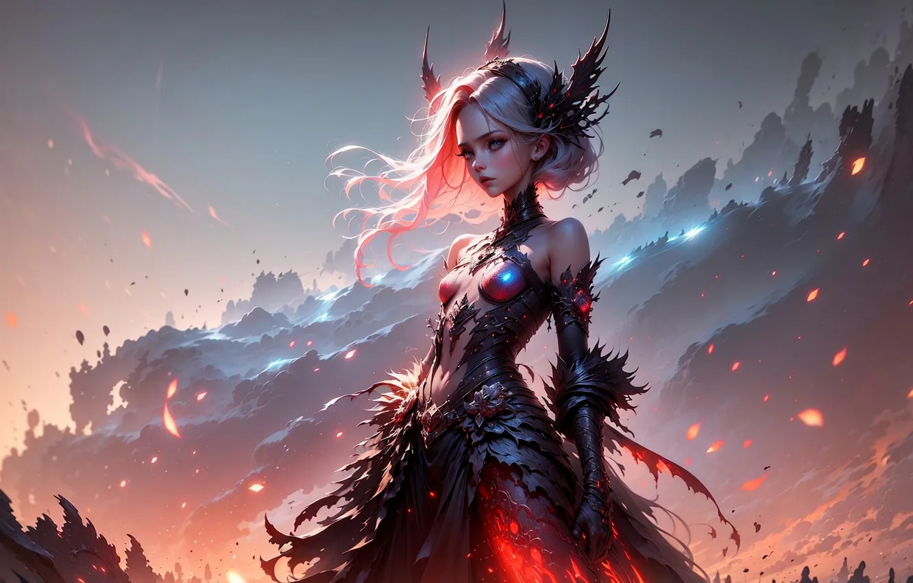 Photo wallpaper girl, dress, ai art