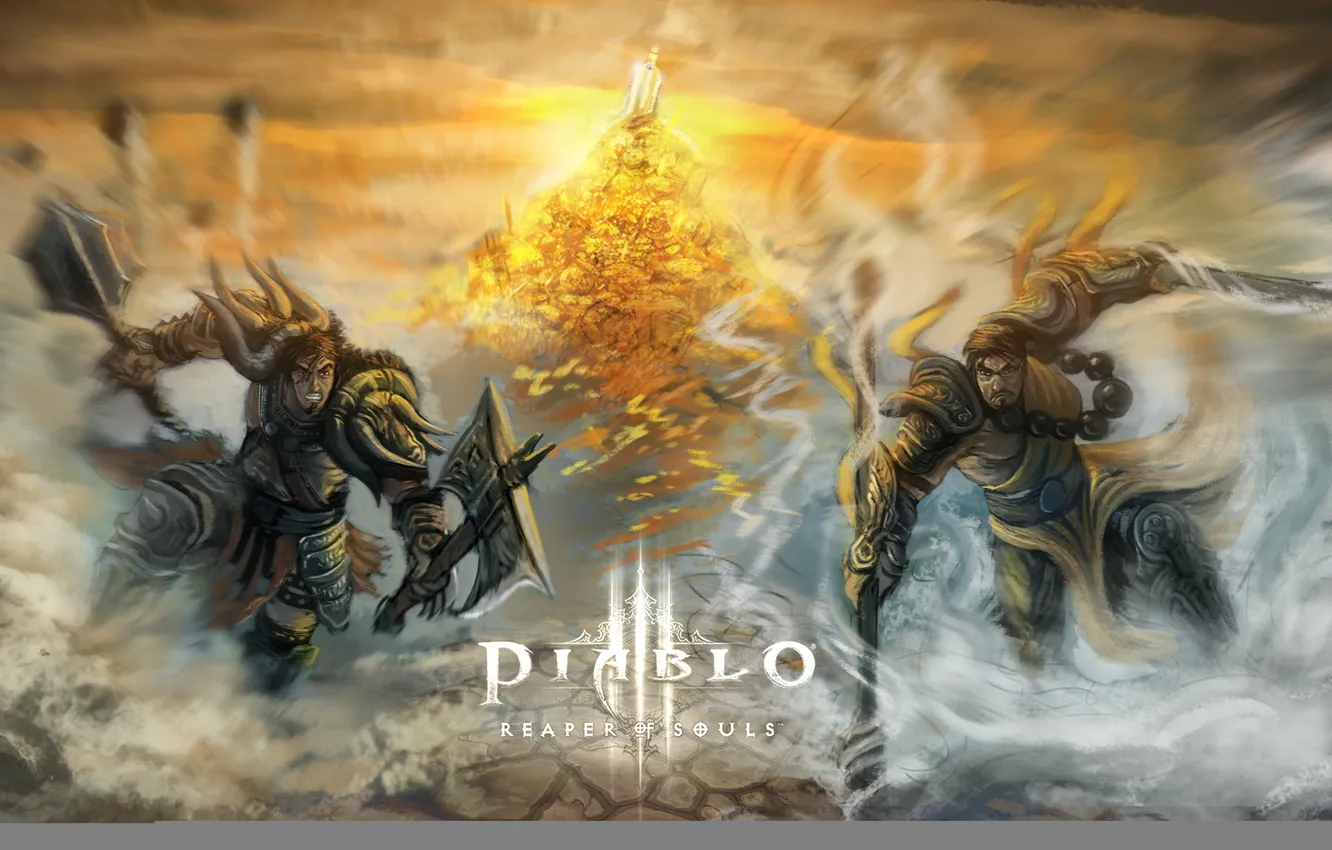 Photo wallpaper diablo 3, monk, barbarian, Diablo III: Reaper of Souls, reaper of souls