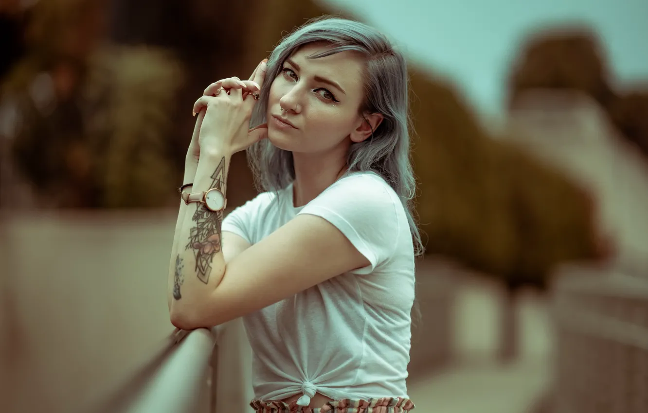 Photo wallpaper girl, portrait, tattoo