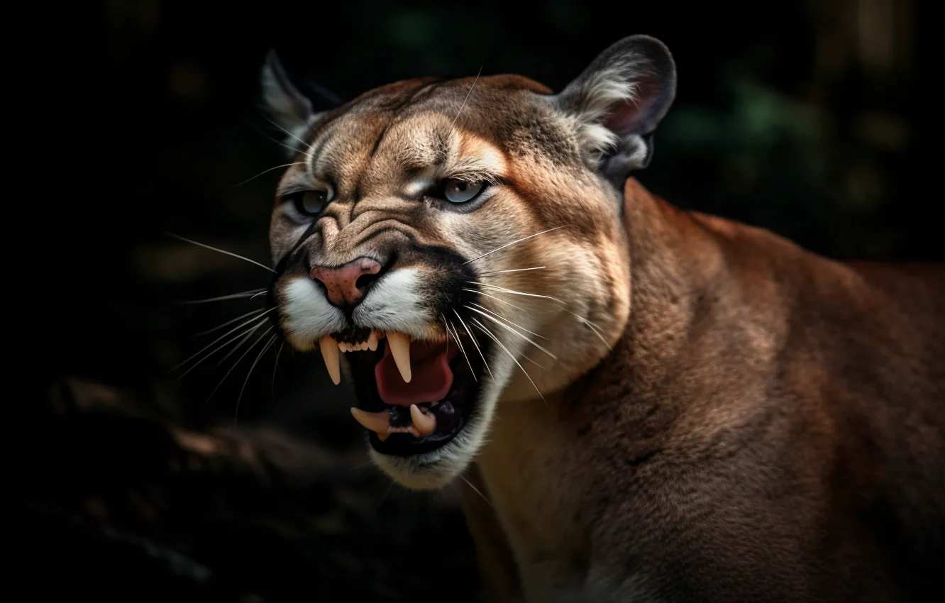 Photo wallpaper face, grin, Puma, digital art, AI art, The Art of Artificial Intelligence, neural network