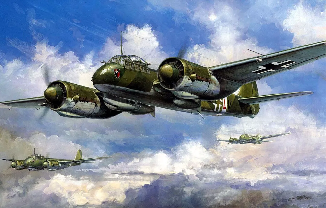 Photo wallpaper figure, art, Junkers, multi-purpose aircraft of the Luftwaffe, heavy fighter scout, Ju-88C6