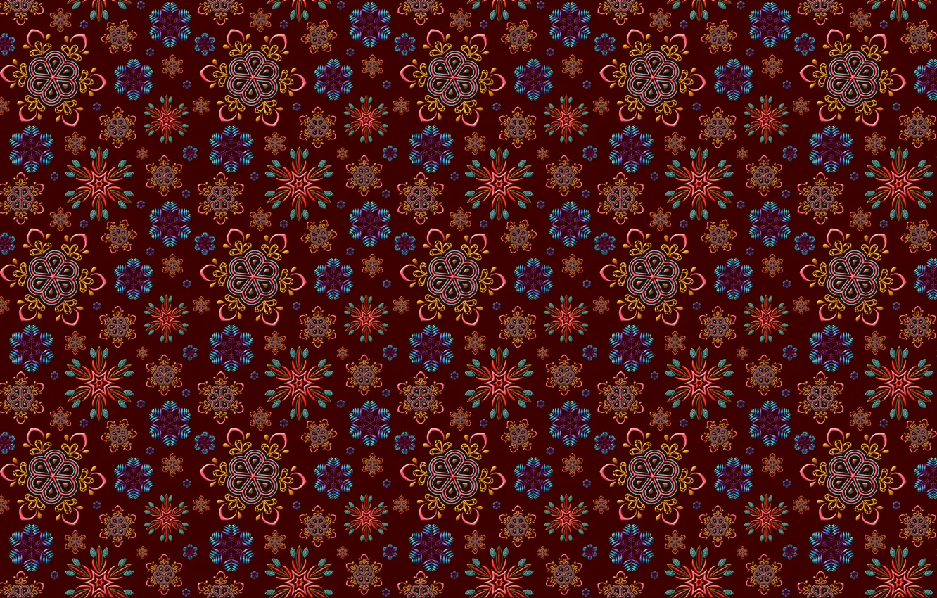 Photo wallpaper snowflakes, pattern, brown, ornament