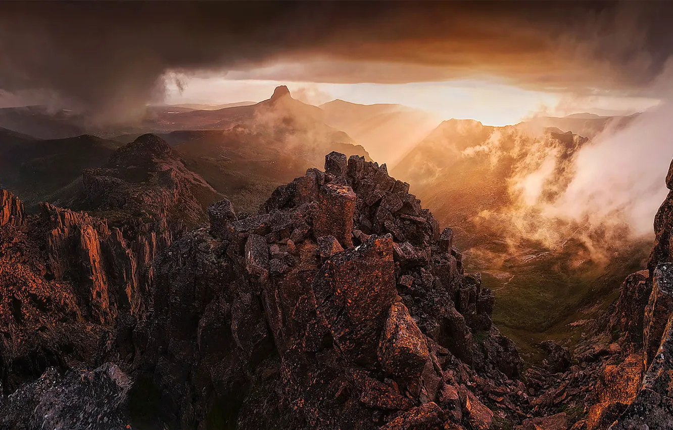 Photo wallpaper the sky, the sun, sunset, mountains, clouds, nature, rocks, Australia