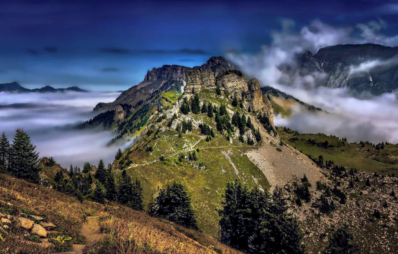 Photo wallpaper clouds, landscape, mountains, nature, Switzerland, Alps, The Bernese Alps, Bernese Oberland