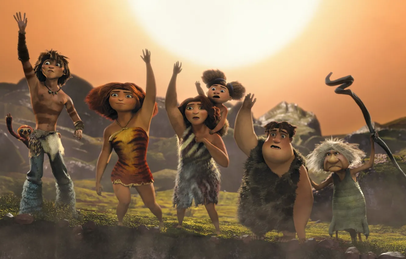 Photo wallpaper animated film, The Croods, animated movie, family, The Croods 2