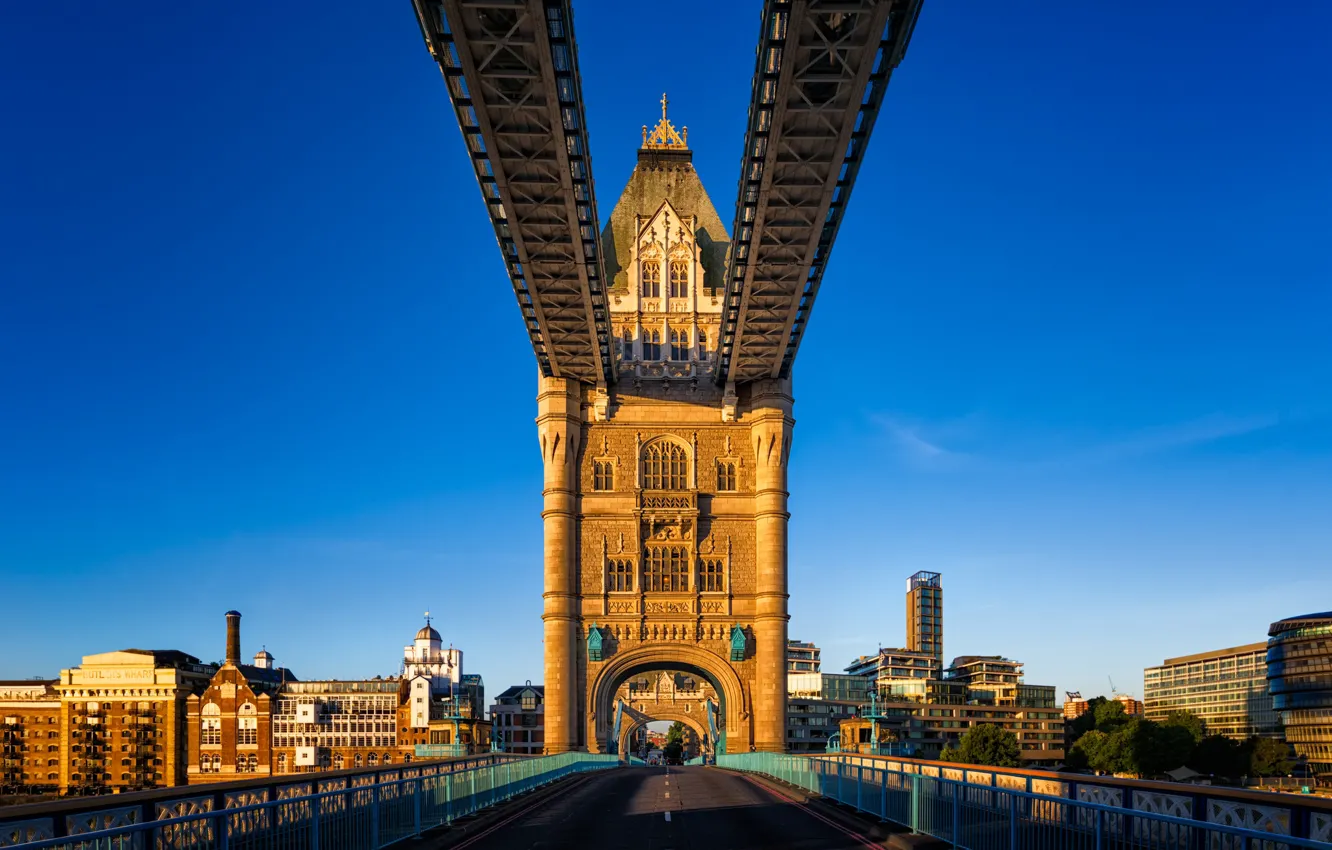 Photo wallpaper the sky, the sun, bridge, England, London, home, Tower Bridge