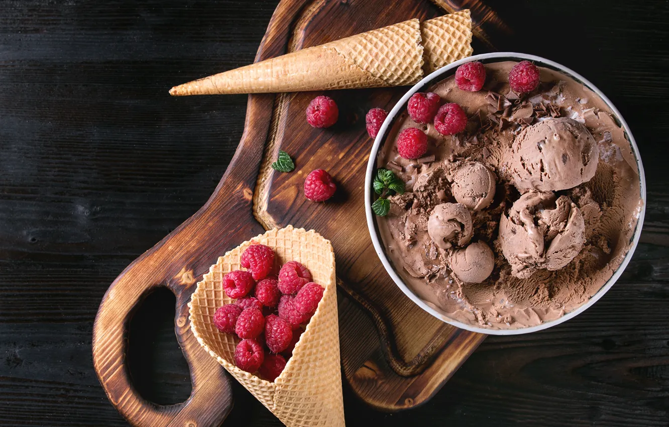 Photo wallpaper ice cream, chocolate, Natasha Breen, waffle Cup