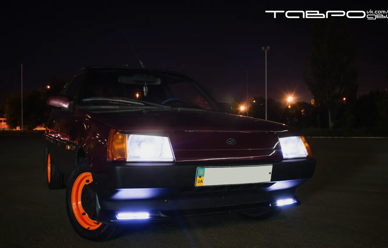 Photo wallpaper auto, light, night, lights, the evening, car, night city, ZAZ