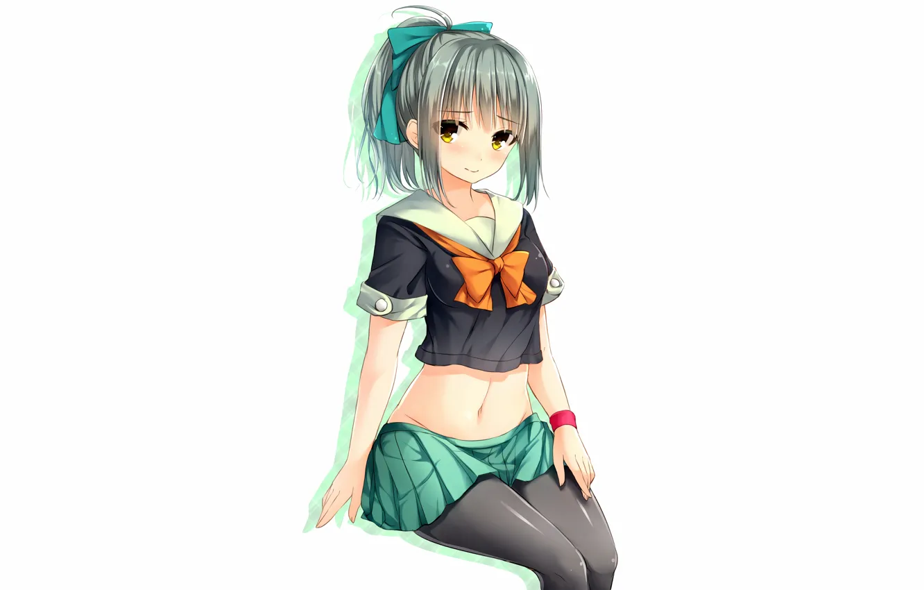 Photo wallpaper girl, sexy, school uniform, anime, beautiful, short hair, pretty, attractive
